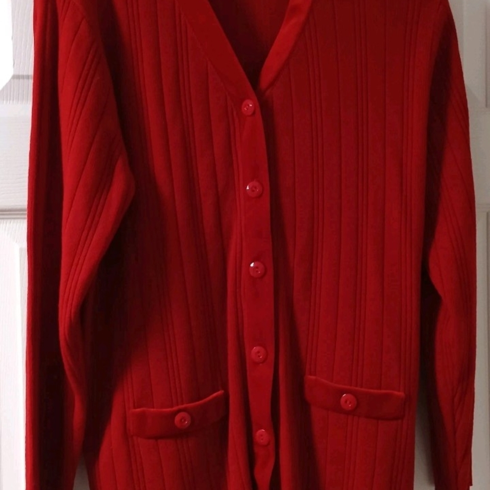 Adolfo Red Women's Cardigan Sweater